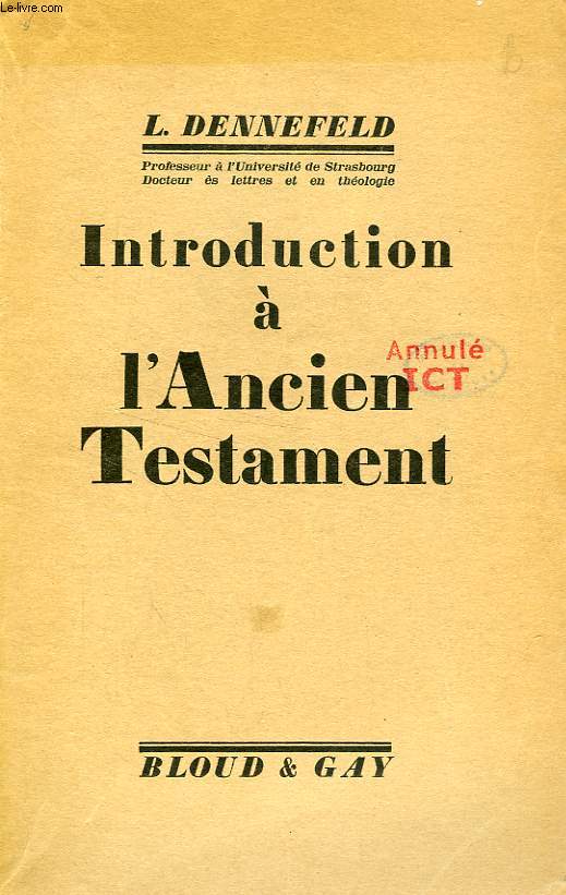 INTRODUCTION A L'ANCIEN TESTAMENT