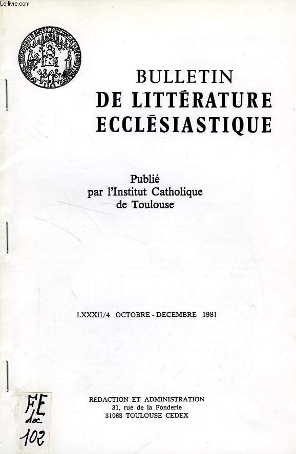 BULLETIN DE LITTERATURE ECCLESIASTIQUE, LXXXII/4, OCT.-DEC. 1981, PRESTIQUE DE L'HELLADE ET ASPIRATIONS FEMININES DE LA BELLE EPOQUE