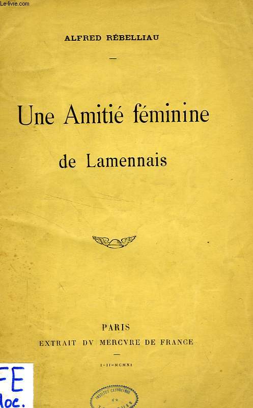 UNE AMITIE FEMININE DE LAMENNAIS