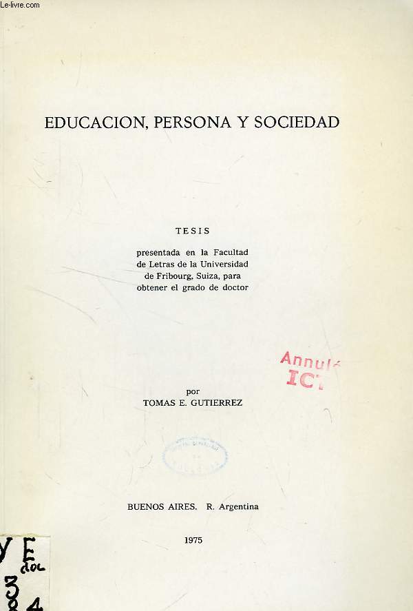 EDUCACION, PERSONA Y SOCIEDAD (TESIS)