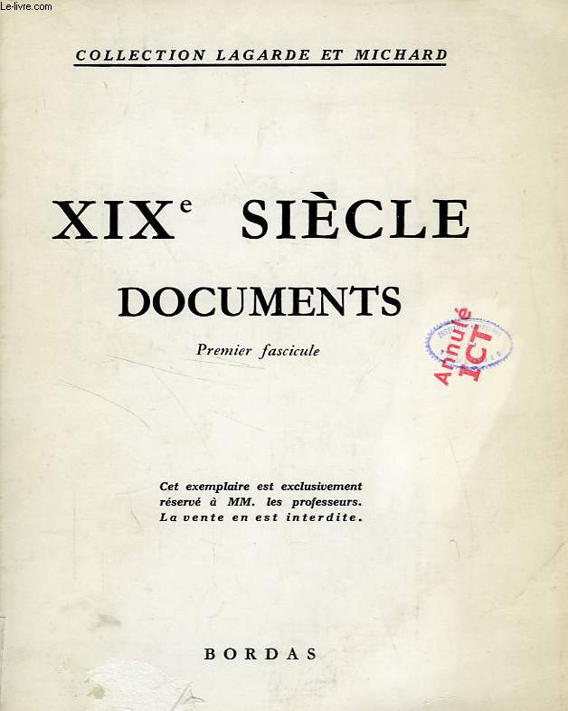 XIXe SIECLE, DOCUMENTS, 1er FASCICULE