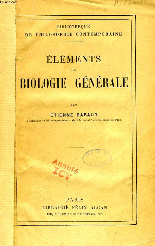 ELEMENTS DE BIOLOGIE GENERALE