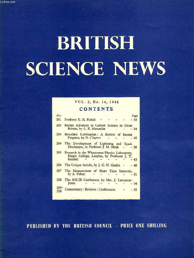 BRITISH SCIENCE NEWS, VOL. 2, N 14, 1948