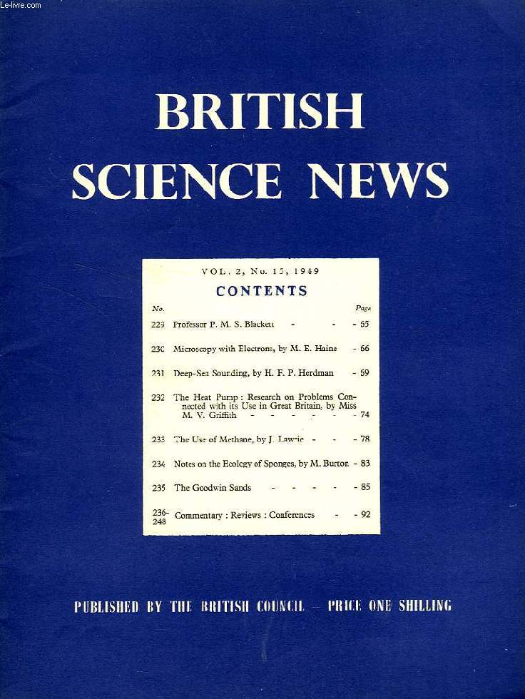 BRITISH SCIENCE NEWS, VOL. 2, N 15, 1949
