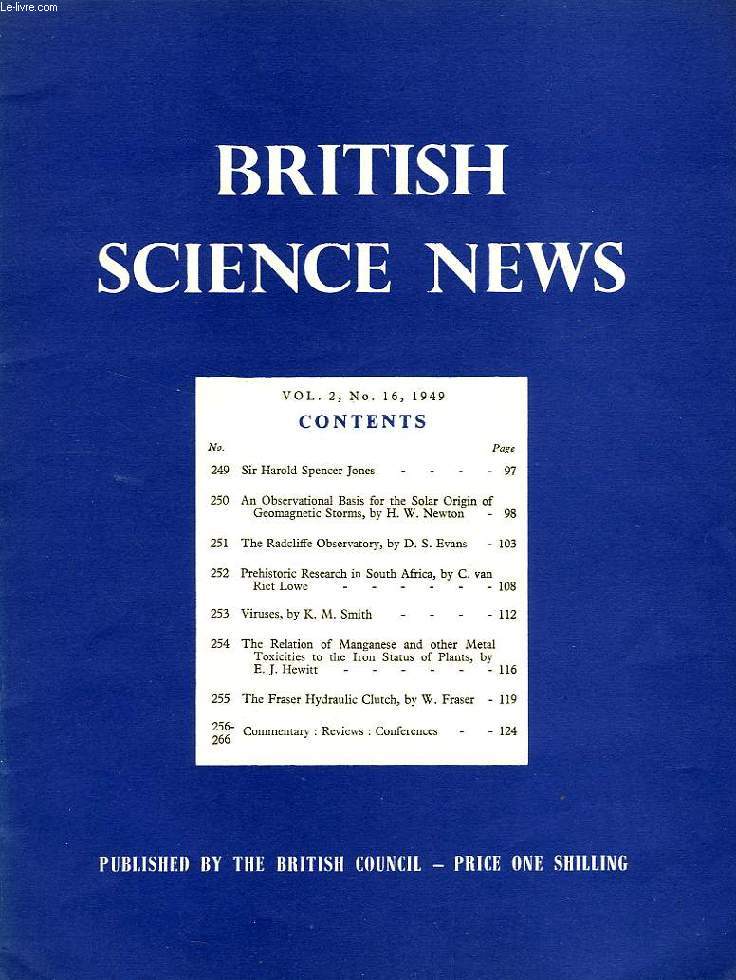 BRITISH SCIENCE NEWS, VOL. 2, N 16, 1949
