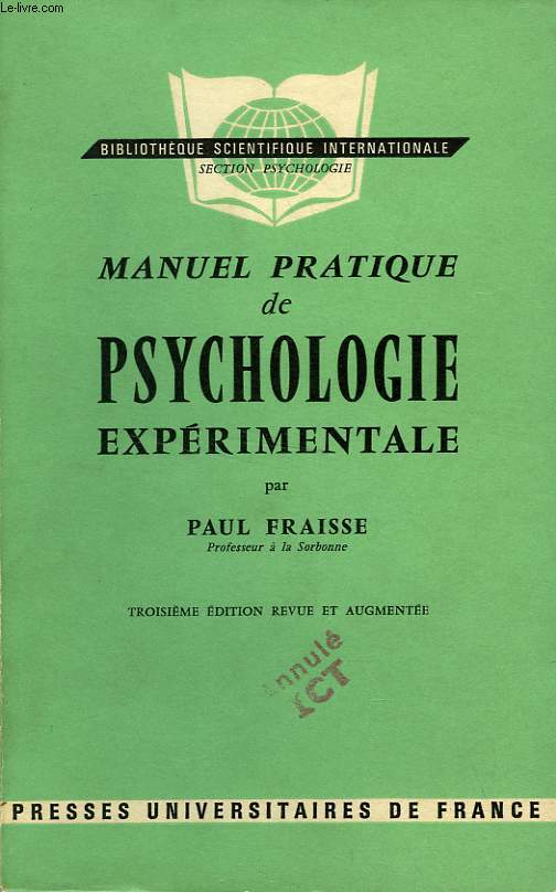 MANUEL PRATIQUE DE PSYCHOLOGIE EXPERIMENTALE