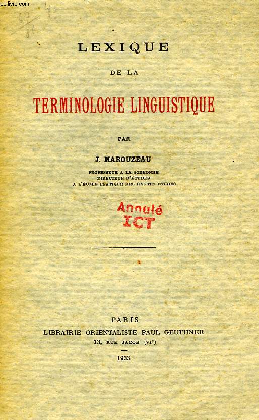 LEXIQUE DE LA TERMINOLOGIE LINGUISTIQUE