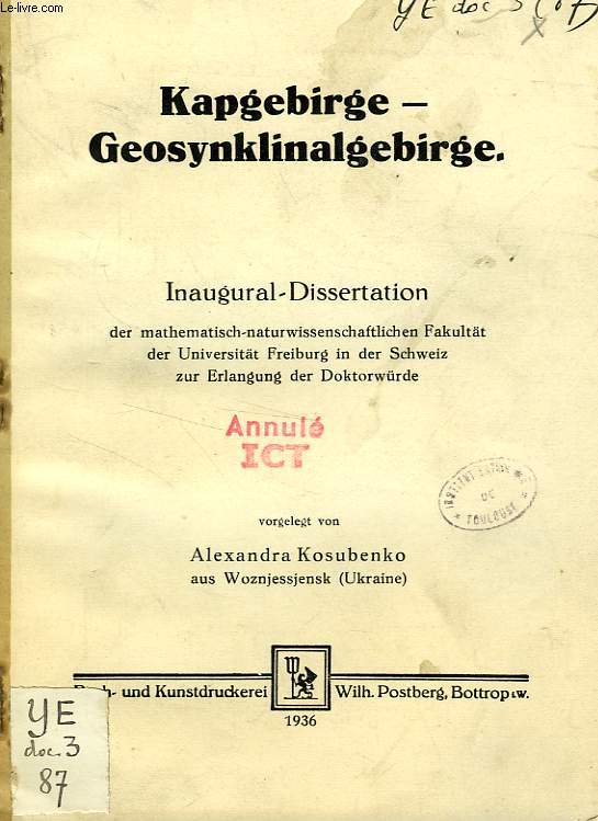 KAPGEBIRGE- GEOSYNKLINALGEBIRGE (INAUGURAL-DISSERTATION)