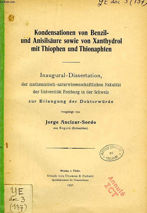 KONDENSATIONEN VON BENZIL- UND ANISILSAURE SOWIE VON XANTHYDROL MIT THIOPHEN UND THIONAPHTEN