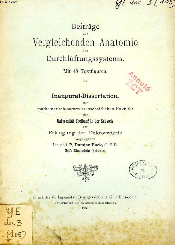 BEITRAGE ZUR VERGLEICHENDEN ANATOMIE DES DURCHLUFTUNGSSYSTEMS (INAUGURAL-DISSERTATION)