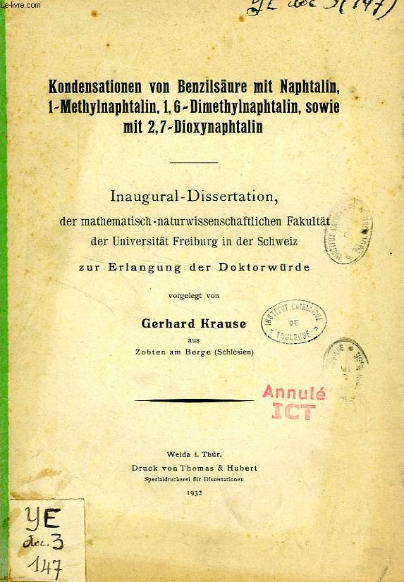 KONDENSATIONEN VON BENZILSAURE MIT NAPHTALIN, 1-METHYLNAPHTALIN, 1,6-DIMETHYLNAPHTALIN, SOWIE MIT 2,7-DIOXYNAPHTALIN (INAUGURAL-DISSERTATION)