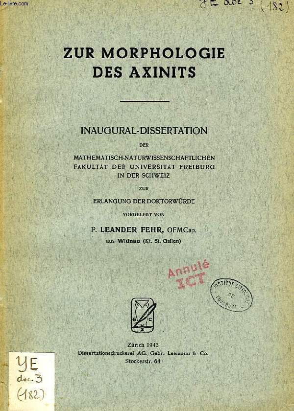 ZUR MORPHOLOGIE DES AXINITS (INAUGURAL-DISSERTATION)