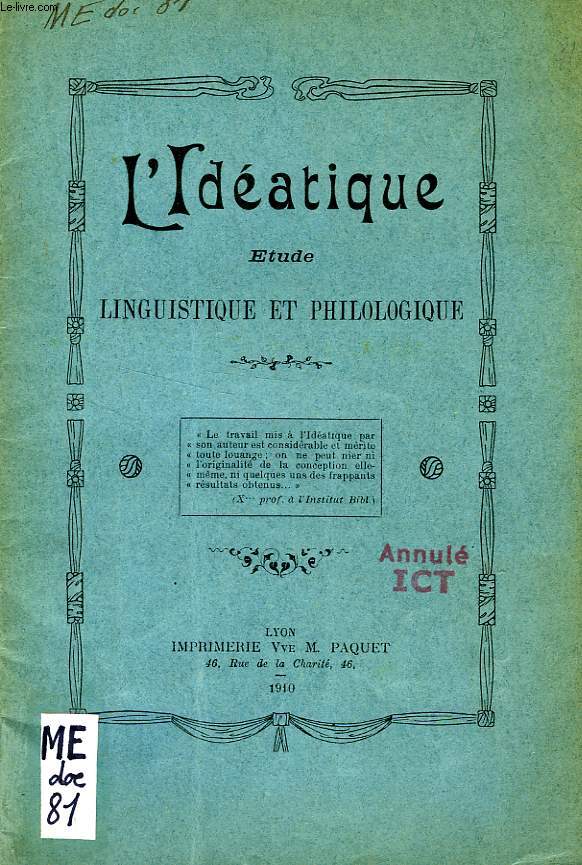 L'IDEATIQUE, ETUDE LINGUISTIQUE ET PHILOLOGIQUE