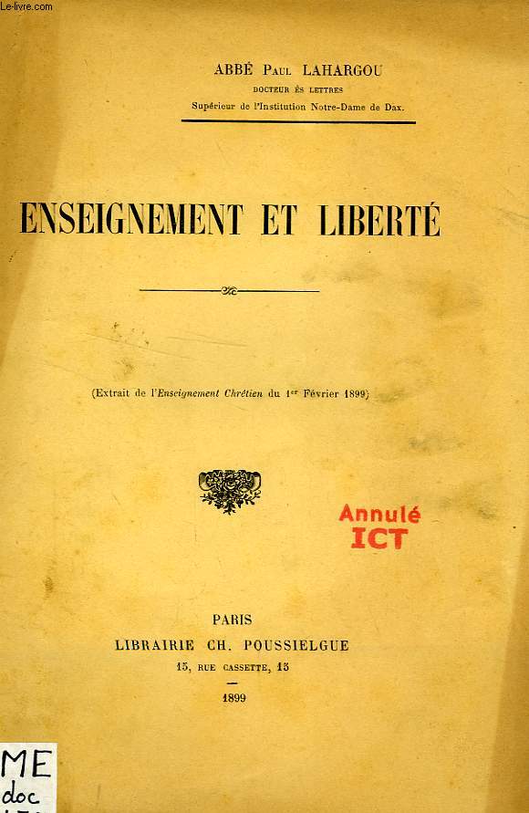 ENSEIGNEMENT ET LIBERTE