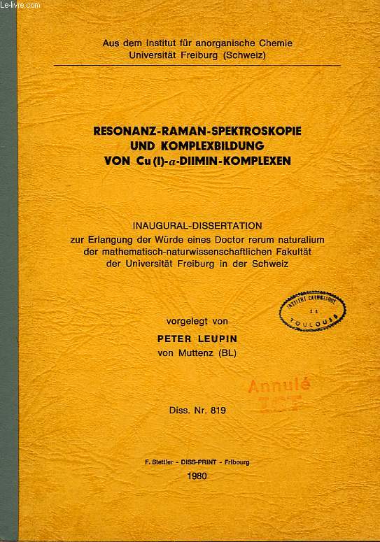 RESONANZ-RAMAN-SPEKTROSKOPIE UND KOMPLEXBILDUNG VON Cu (I)-a-DIIMIN-KOMPLEXEN
