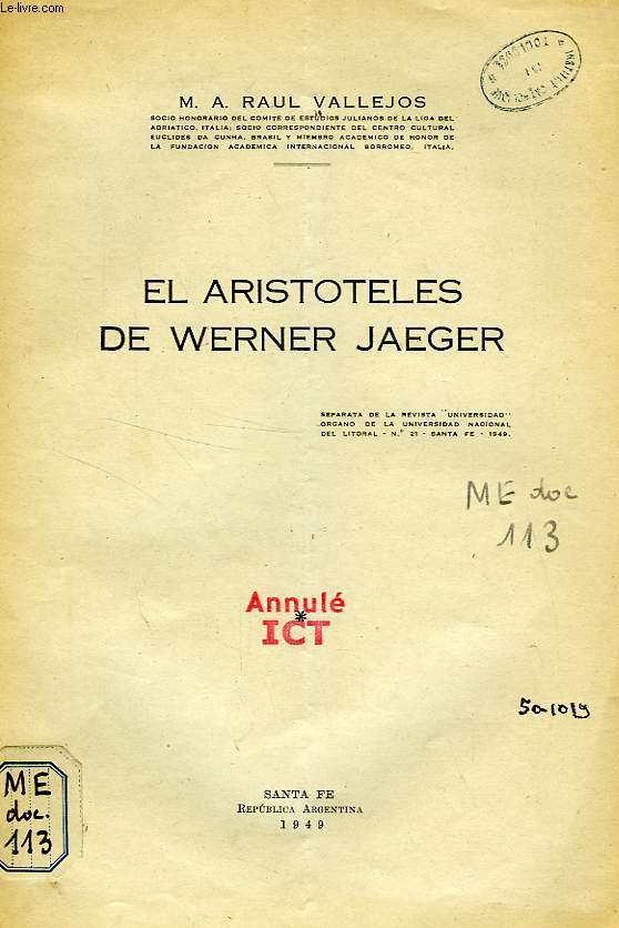 EL ARISTOTELES DE WERNER JAEGER