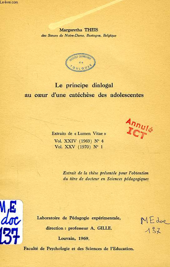 LE PRINCIPE DIALOGAL AU COEUR D'UNE CATECHESE DES ADOLESCENTES