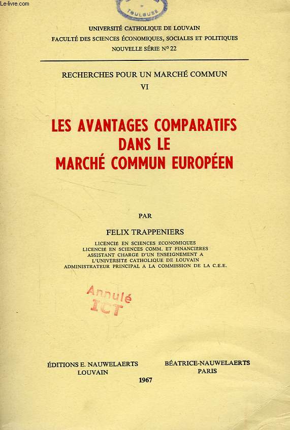 LES AVANTAGES COMPARATIFS DANS LE MARCHE COMMUN