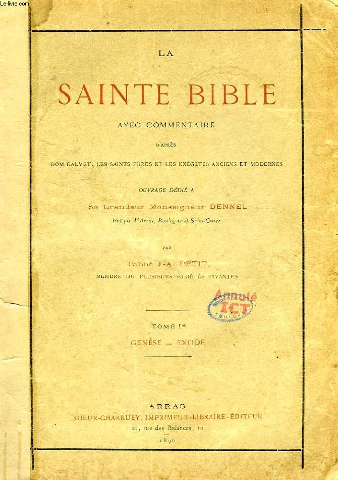 LA SAINTE BIBLE, AVEC COMMENTAIRE, 12 TOMES (INCOMPLET)