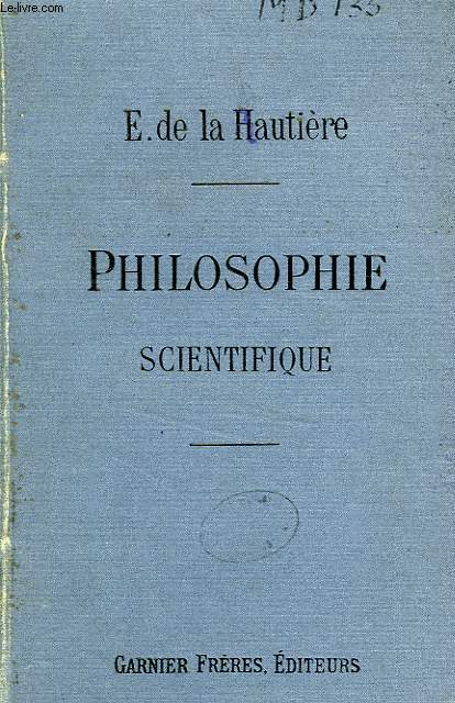 COURS ELEMENTAIRE DE PHILOSOPHIE SCIENTIFIQUE