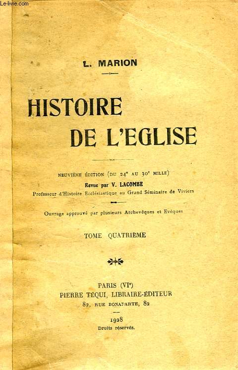 HISTOIRE DE L'EGLISE, TOME IV