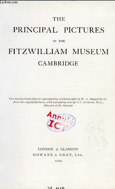 THE PRINCIPAL PICTURES IN THE FITZWILLIAM MUSEUM CAMBRIDGE