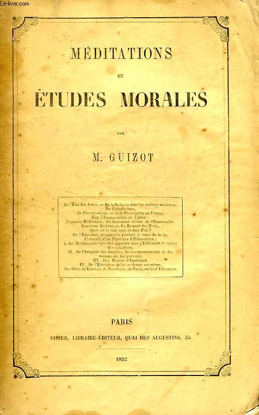 MEDITATIONS ET ETUDES MORALES