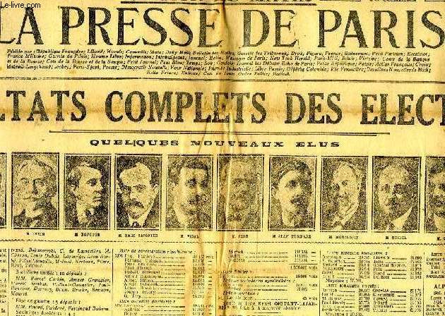 LA PRESSE DE PARIS, N 14, MARDI 18 NOV. 1919