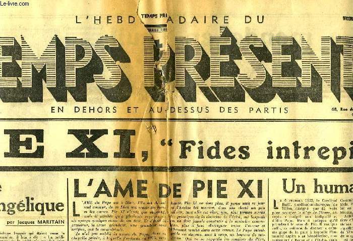 L'HEBDOMADAIRE DU TEMPS PRESENT, 3e ANNEE, 17 FEV. 1939