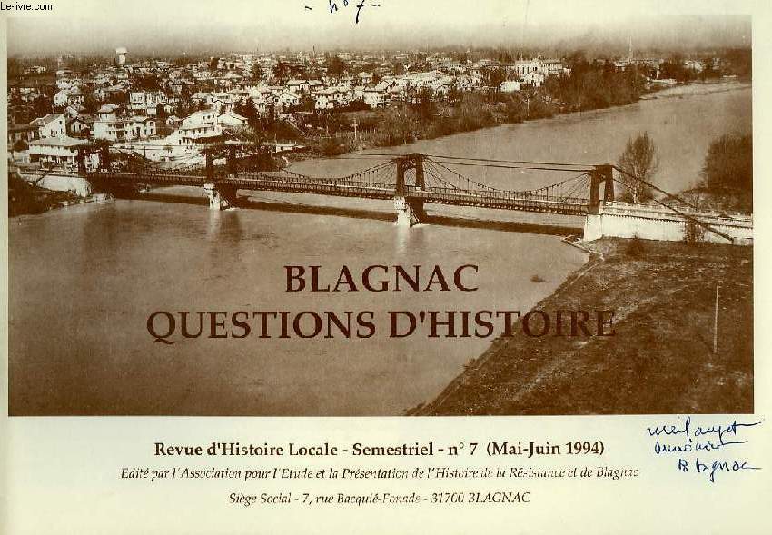 BLAGNAC, QUESTIONS D'HISTOIRE, N 7, MAI-JUIN 1994