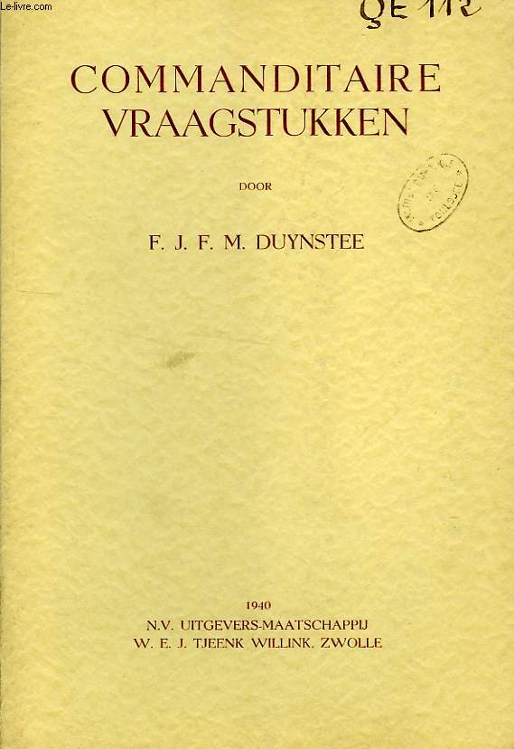 COMMANDITAIRE VRAAGSTUKKEN