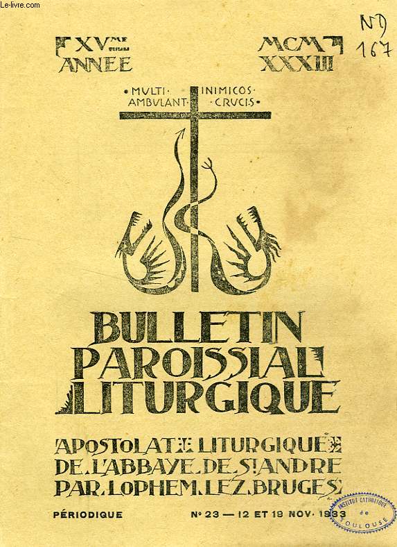 BULLETIN PAROISSIAL LITURGIQUE, 15e ANNEE, N 23, NOV. 1933
