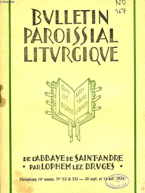 BULLETIN PAROISSIAL LITURGIQUE, 16e ANNEE, N 20-21, SEPT. 1934