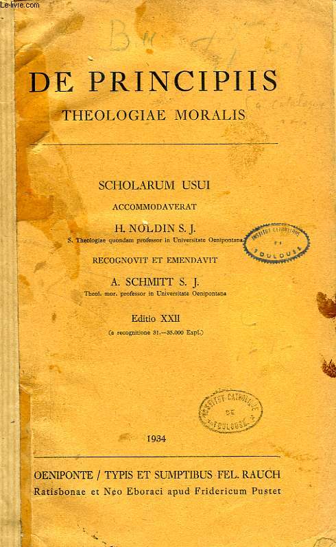 DE PRINCIPIIS THEOLOGIAE MORALIS
