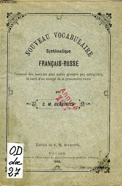 NOUVEAU VOCABULAIRE SYSTEMATIQUE FRANCAIS-RUSSE