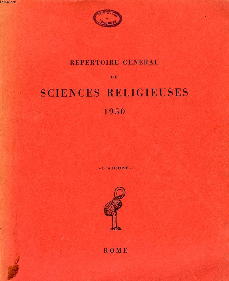 REPERTOIRE GENERAL DE SCIENCES RELIGIEUSES 1950