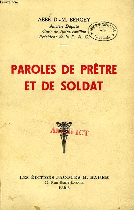 PAROLES DE PRETRE ET DE SOLDAT