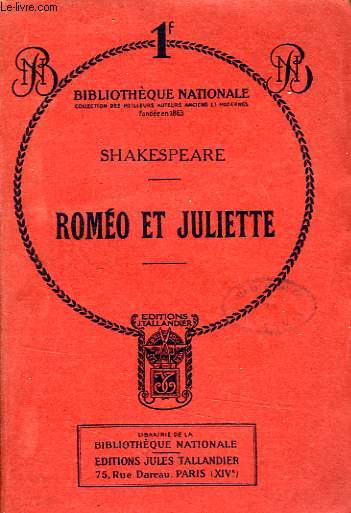 ROMEO ET JULIETTE, TRAGEDIE EN 5 ACTES ET EN PROSE