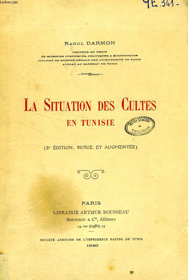 LA SITUATION DES CULTES EN TUNISIE