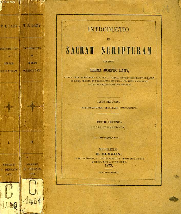INTRODUCTIO IN SACRAM SCRIPTURAM, 2 TOMES