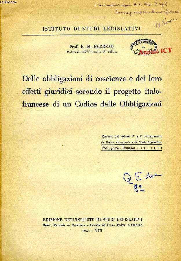 DELLE OBBLIGAZIONI DI COSCIENZA E DEI LORO EFFETTI GIURIDICI SECONDO IL PROGETTO ITALO-FRANCESE DI UN CODICE DELLE OBBLIGAZIONI