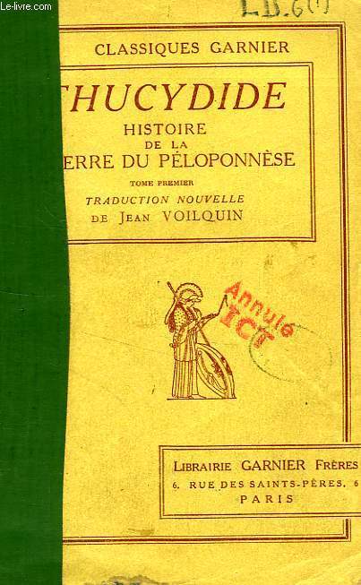 HISTOIRE DE LA GUERRE DU PELOPONNESE, TOME I