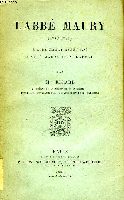 L'ABBE MAURY (1746-1791)