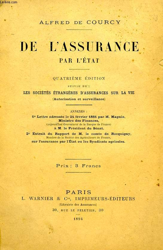 DE L'ASSURANCE PAR L'ETAT