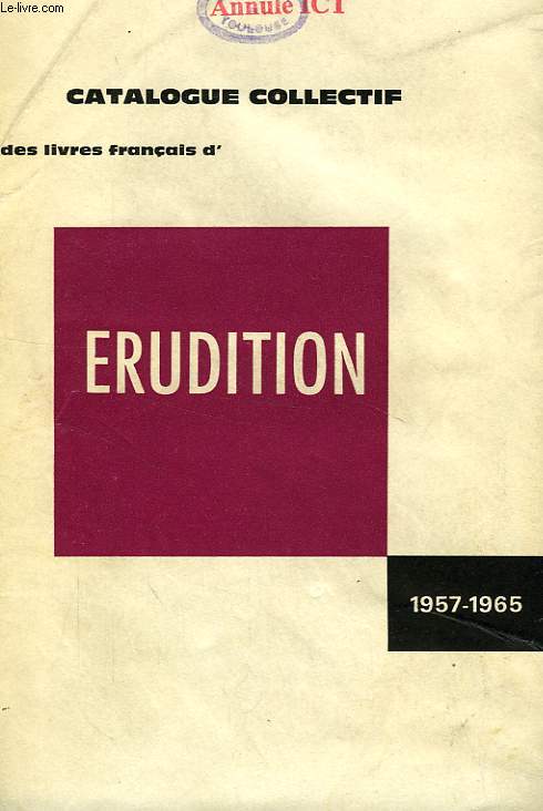 LIVRES FRANCAIS D'ERUDITION, 1957-1965