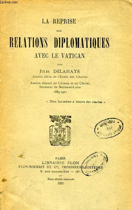 LA REPRISE DES RELATIONS DIPLOMATIQUES AVEC LE VATICAN