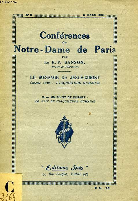 CONFERENCES DE NOTRE-DAME DE PARIS, N 2, MARS 1925