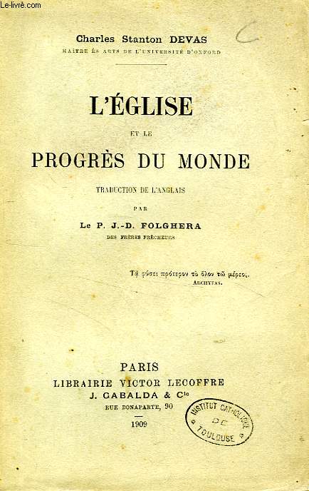 L'EGLISE ET LE PROGRES DU MONDE