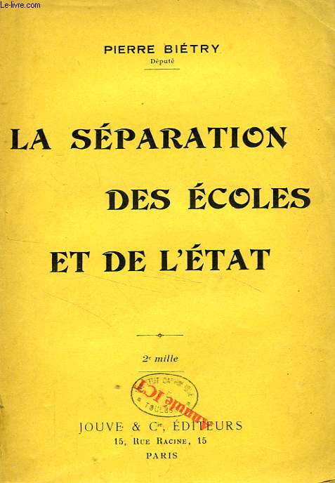 LA SEPARATION DES ECOLES ET DE L'ETAT