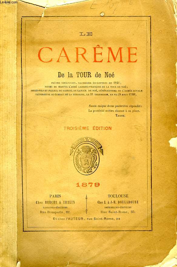 LE CAREME DE LA TOUR DE NOE, 1879